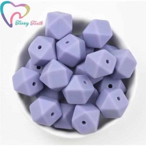Teeny Teeth 10PCS Tropical Lilac 14-17 MM Silicone Teething Hexagon Loose Beads DIY Baby Teether Nursing Jewelry Geometric Beads