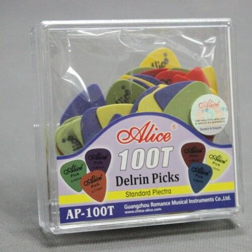 100pcs Square Box-packed AP-100T Delrin POM Acoustic Electric Guitar Picks Plectrums 0.49/0.58/0.71/0.89mm