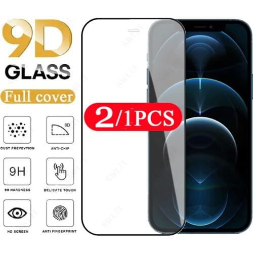 2/1Pcs Full Cover Film for iPhone 12 Mini 11 Pro Max SE 2020 X XS XR 7 8 Plus Tempered Glass Protective Phone Screen Protector