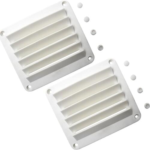 2x New White ABS Louvered Plastic Vent 5-1/2 x 4-7/8inch for Boat