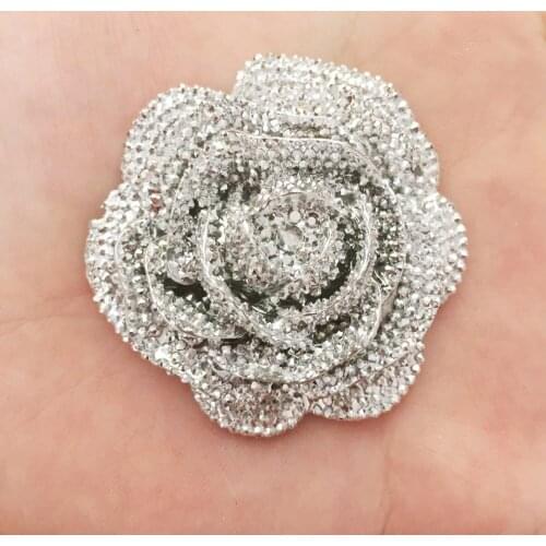 20pcs Bling Resin Big Silver Flower Flat Back Stone Appliques DIY Wedding Scrapbook Ornament Craft SF561*10