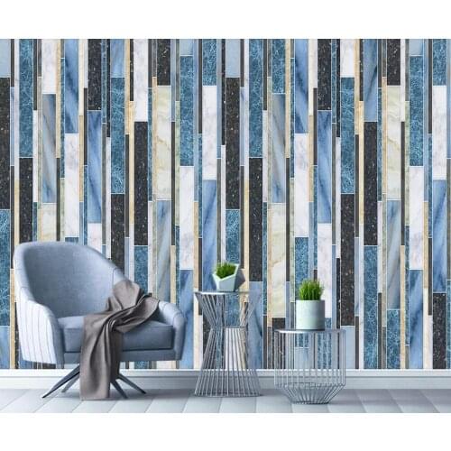 Customized 3D mural wallpaper modern simple marble Mosaic geometric decorative painting