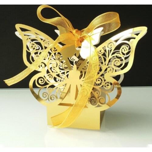 50PCS Butterfly Hollow Laser Cutting Gift Paper Boxes Creative Wedding Candy Box Chocolate Carton Wedding Decoration Supplies
