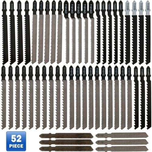 52pcs Saw Blades Assorted T-Shank Blade Set Assorted Metal Steel Jigsaw Blade Fitting For Plastic Wood Cutting Tools