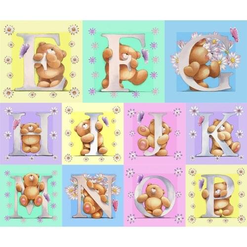 Painting Kit Letter Bear 5D DIY Full Drill Round Rhinestone Cartoon Art Home Decor Embroidery Paintings Pictures Arts Craft