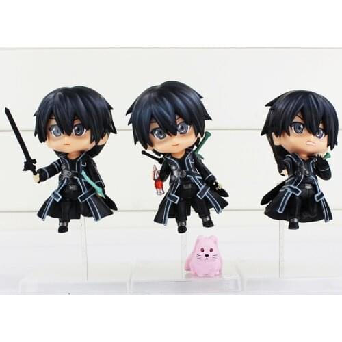 Anime Sword Art Kirigaya Kazuto PVC Toy 3PCS / Lot High Quality Free Shipping