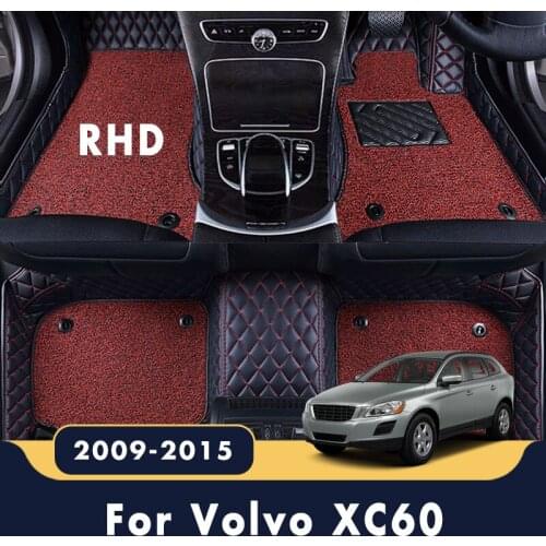 RHD For Volvo XC60 2015 2014 2013 2012 2011 2010 2009 Luxury Double Layer Wire Loop Carpet Car Floor Mats Styling Covers Custom