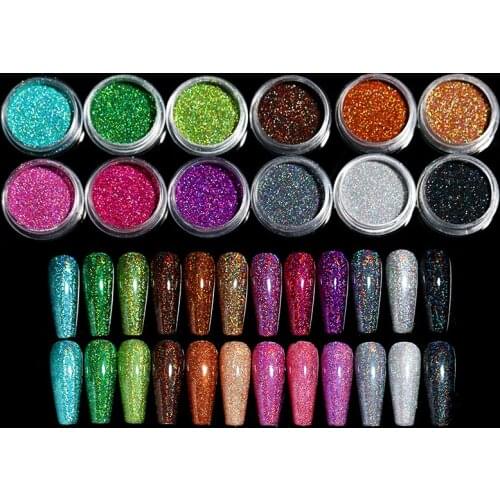 Shinning Holographics Nail Glitter Powder Set Laser Silver Glitter UV Gel Polish Powder Chrome Dust Sparkly Flakes Pigment