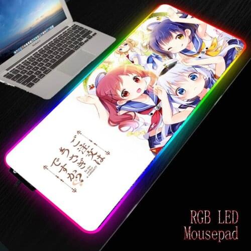 XGZ Gochiusa Anime Girl Large Gaming Mouse Pad RGB Computer Mousepad Gamer Anti-slip Natural Rubber Anime Mouse Pad Desk Mat