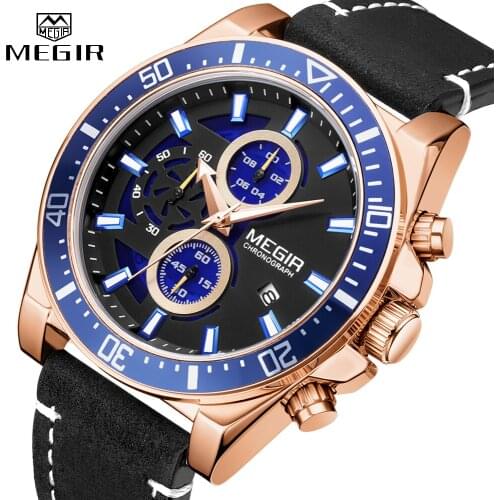 MEGIR Top Brand New Mens Watches Luxury Waterproof Mens Quartz Watch Men Fashion Sports Chronograph Clock Relogio Masculino