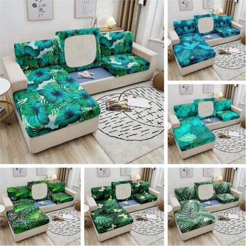 Tropical Leaves Sofa Seat Cover Multi-Sizes Sofa Seat Cushion Cover Elastic Couch Cover For Living Room Corner Sofa Covers