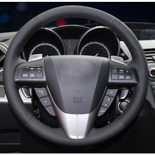 Black Artificial Leather Car Steering Wheel Cover for Mazda 3 Mazda CX7 2011 2012 2013