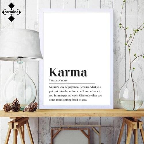 Karma Definition Canvas Picture Minimalist Wall Art Poster and Print Modern Simple Style Printing Painting for Living Rome Decor