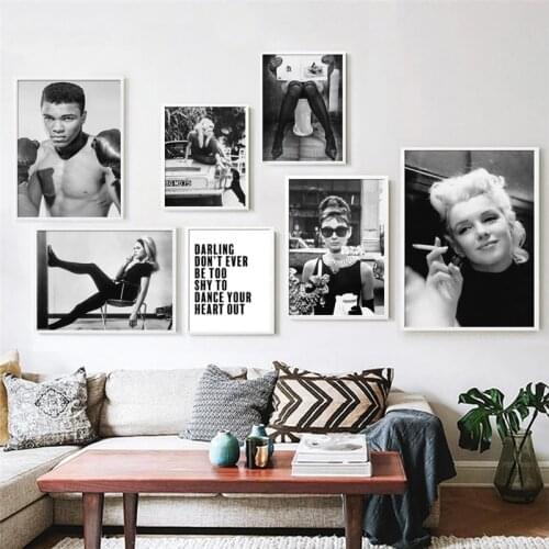 Canvas Nordic Pictures Home Decor Actor Hepburn Marilyn Monroe Paintings Wall Art HD Prints Creative Poster Modular Living Room