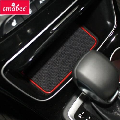 Smabee Gate slot pad For Hyundai Tucson 2019 2020 Anti-Slip Mat Interior Door Pad Cup Holders Non-slip mats RED WHITE 17pcs