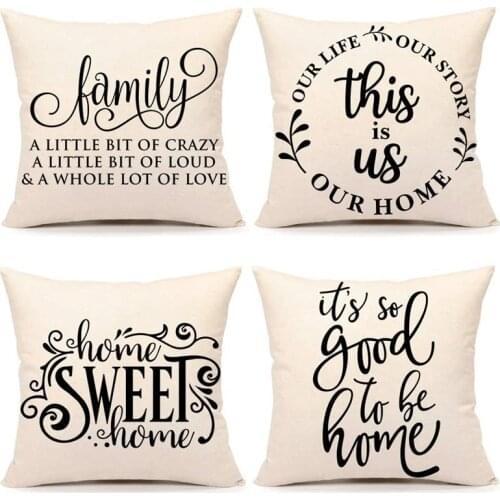 Hot XD-Farmhouse Decoration Pillow Covers Family Saying This Is Us Our Home Cushion Case for Sofa Couch Porch Decor