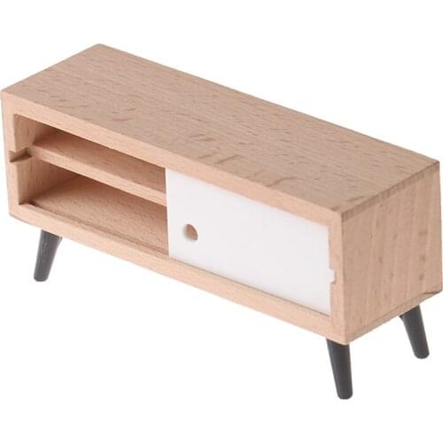 1PC 1:12 Dollhouse Miniature Furniture Wooden TV Cabinet Shelf Dolls House Accessories