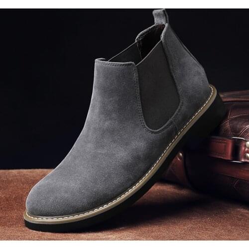 Men Chelsea Boots Ankle Martin Boots Plus Velvet High-top Outdoor Walking Shoes Wear Resistant Casual Shoes