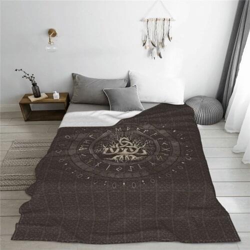 Soft warm flannel Tree Of Life Brown Gold blanket Viking Norse blankets for airplane travel Bedspread Wrap