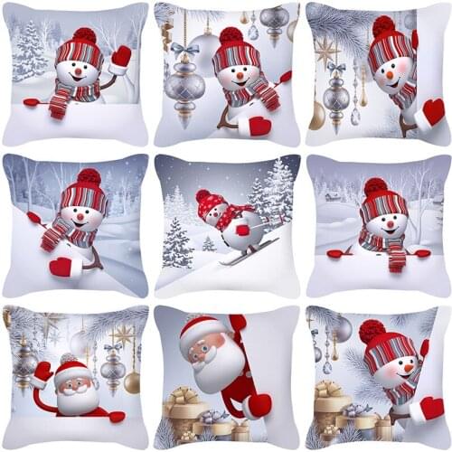 Christmas cartoon snowman pillowcase cushion cover pillowcase santa claus car sofa back cushion cover