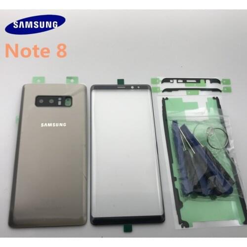 Original Samsung Galaxy NOTE 8 N950 N950F Back Glass Cover Rear Battery Cover Door with Camera lens+Touch Screen Front Glass
