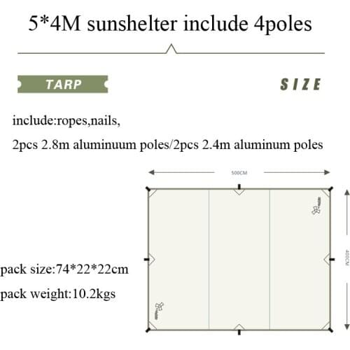 4 6 8 10 Person Include 4 Aluminum Rod 5*4M TC Cotton Outdoor Camping Awning Tent Party Canopy Beach Pergola Car SUV Shelter