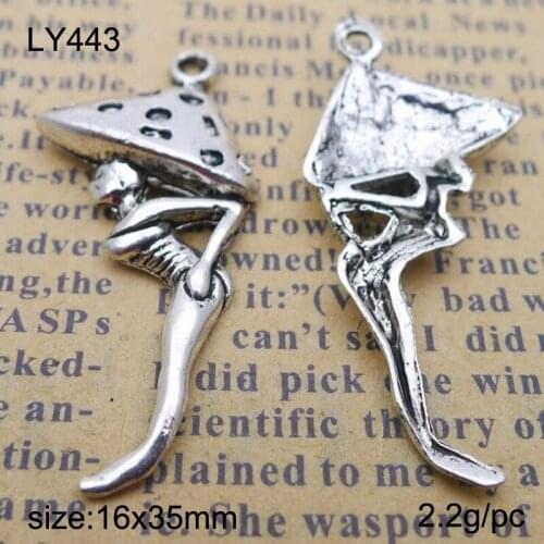 25pcs/lot Antique Silver Plated Alloy Charm Pendant Handmade Hanging Crafts 16x35mm