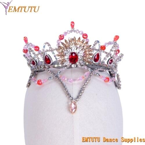 Pink Professional Ballet Tiara Women Adult Sleeping Beauty Handmade Ballet Headpiece Girls YAGP Performance Ballet Crown