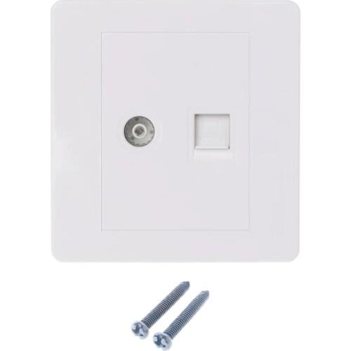 RJ45 Network Adapter+TV Antenna Coaxial Wall Mount Output Faceplate Panel Socket
