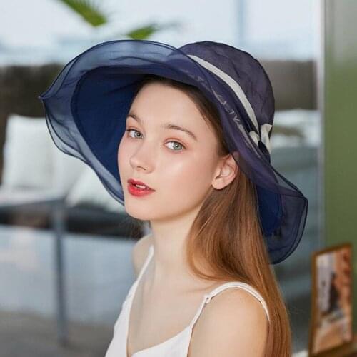 Silk Sunshade Hat Women New Summer Sun Protection Anti-ultraviolet Fashion Trendy Cap Lady Beach Sunscreen Beautiful Caps H6578
