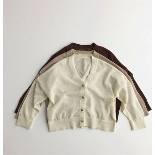 Korean style 2021 Summer Boys Girls Retro Lce Silk Long Sleeve Coats Kids Children Solid Color Loose Sunscreen Cardigan Tops