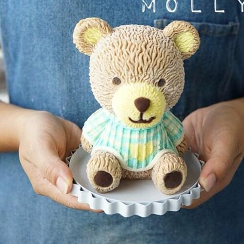 Silicone mousse 3D bear cake make handmade soap decoration candle mold