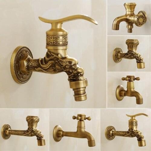 European style pure copper faucet Antique Single cold Mop pool Washing machine Faucets