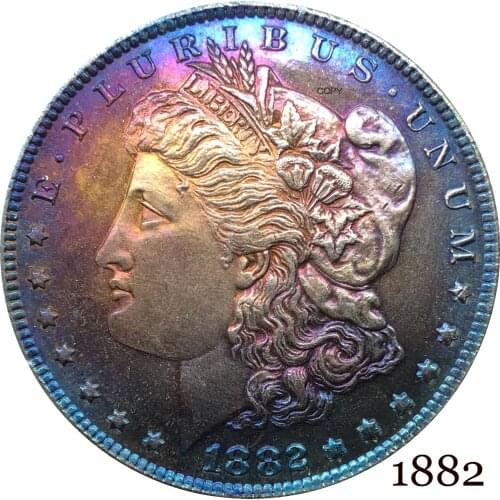United States Of America 1882 Morgan One Dollar US Coin Liberty Cupronickel Silver Plated In God We Trust Copy Coin