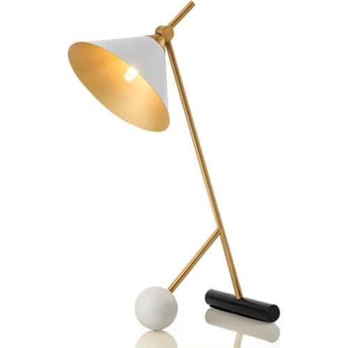 Modern tale lamp reading lamp study lamp decoration table lamp marble base metal shade E27 black or white designer lighting