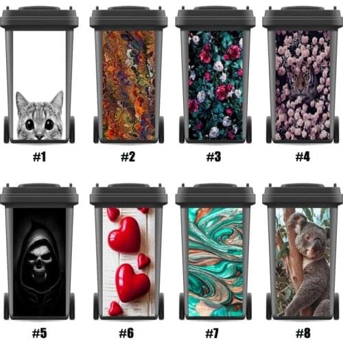 Modern SelfAdhesive Waterproof Sticker Decals Creative Renew Rubbish bin trash can Cover sticker Kitchen Decor 120liter 240liter