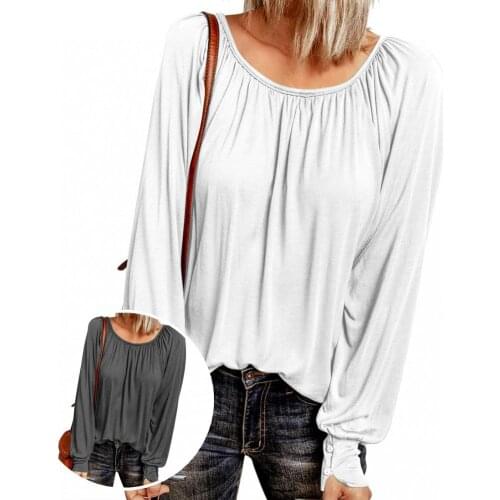 Vintage Skin-friendly Long Sleeve Solid Color Loose Top for Vacation