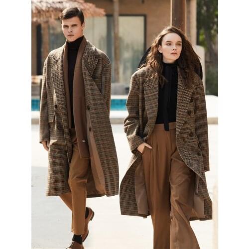 High End Australian Wool Plaid Cashmere Overcoat Womens Mid Long 2021 New Spring Suit Type Woolen Sweater