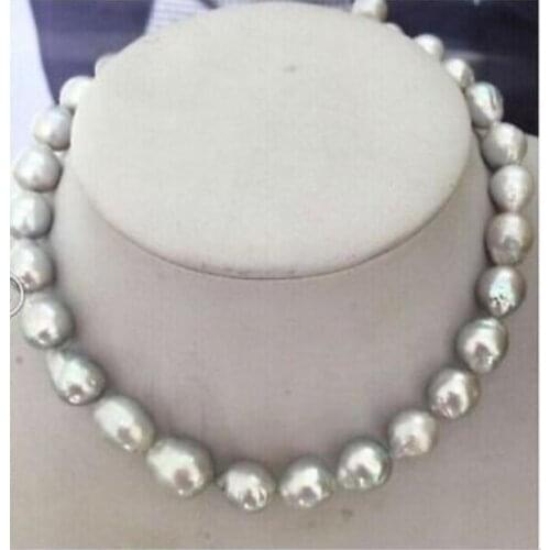 Jewelry Pearl Necklace stunning9-10mm south sea silver grey pearl necklace 18inch