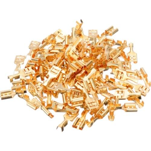 100pcs Spade Terminal Connector Cable Lugs Cable Plug 6.3mm Uninsulated Blank 0.5-1.5mm For Electrical Equipment