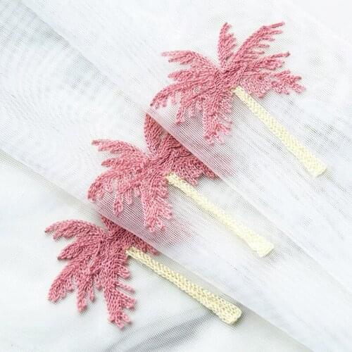 Green Coconut Tree Embroidered Sheer Curtains for Bedroom White Translucent Net Fabric Delicate Balcony Tulle Drapes js242C