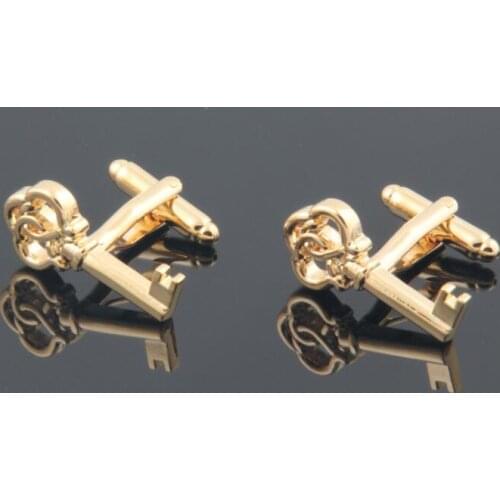 10pairs/lot Lovely Gold Lucky Key Cufflinks Copper Cuff Links Shirt Cuff Button Mens Jewelry Accessory Fashion Gift