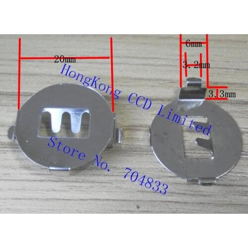 10pcs/Lot CR2032 button battery shrapnel 90 degree angled SMD battery holder 3V battery cathode sheet