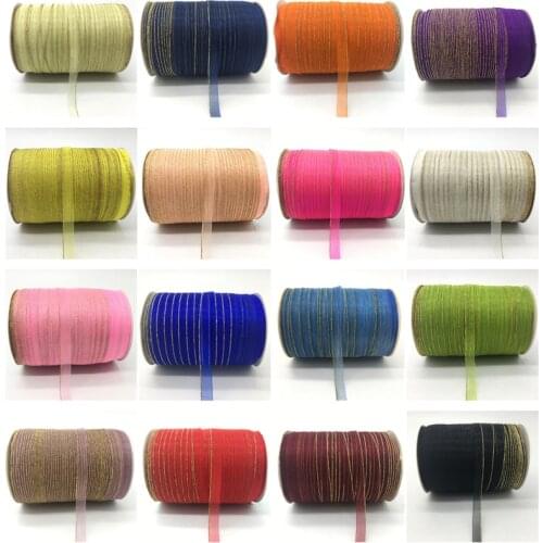 10Yards/lot 3/8" 10mm Glittering Edge Organza Ribbon Bow Hair Party Wedding Christmas Decoration DIY Lace Crafts