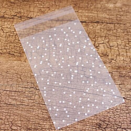 100pcs Plastic Transparent Cellophane Polka Dot Candy Cookie Gift Bag with DIY Self Adhesive Wedding Birthday Party Present Bag