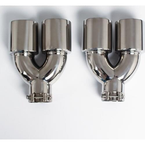 Stainless Steel Muffler Tips Exhaust Y Tip Clamp Double Tips Pair Tips Exhaust Muffler