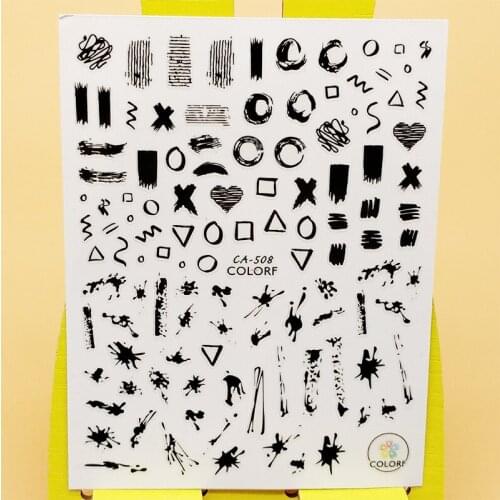 3D Stickers for Nails Geometric Splash Ink Design Nails Art Decoration Manicure Sticker Decals Slider Nail Foil Accessories