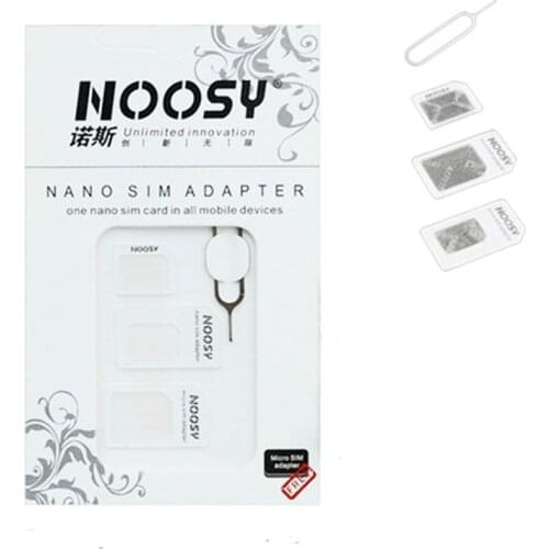 4in1 Noosy Nano Sim Card Adapter + Micro Sim cards adapter + Standard SIM Card Adapter With Eject pin For Iphone samsung 300set