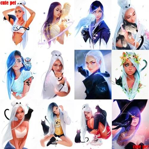 5d Diamond Painting Anime Girl and animal Full Drill Square Embroidery Sale Diamond Mosaic Picture Rhinestone Home Decor Gift