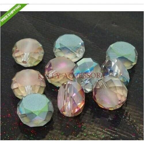 700pcs/lot Pink And Green 8mm Frosted Faceted Rondelle Curtains Crystal Glass Charm Beads In Bulk,Free Shipping